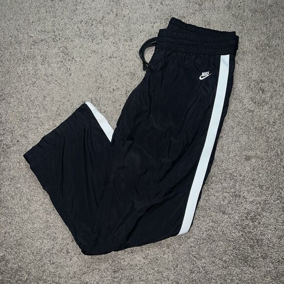 Vintage Black Nike Swoosh Track Pants Mens Large Baggy Streetwear Y2K - Picture 1 of 8